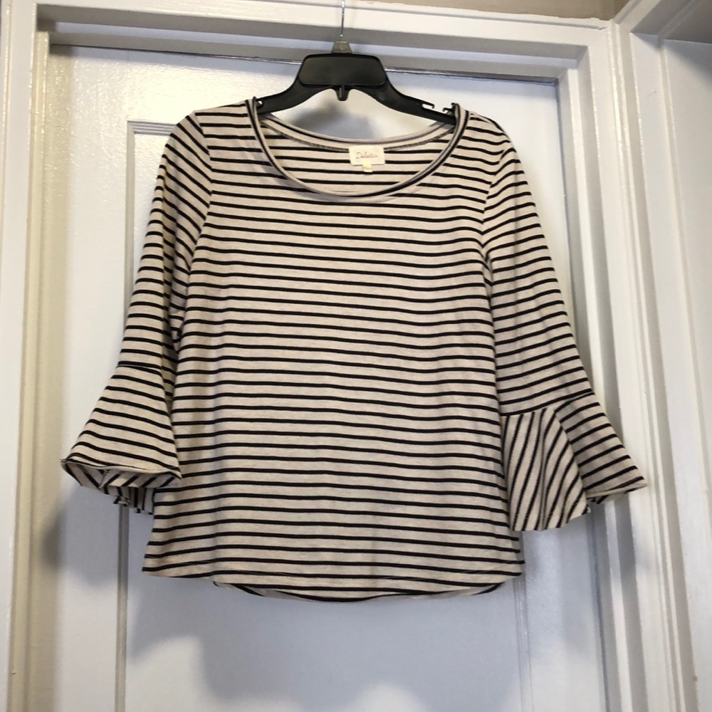 Anthropology stripe top with bell sleeve - Picture 1 of 3